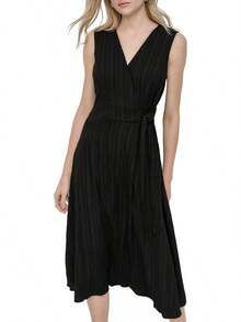 DKNY Vestido de Manga Corta con Cuello Barco y Lazo Frontal VestidoMujer - Ciruela chocolate - Ver 11