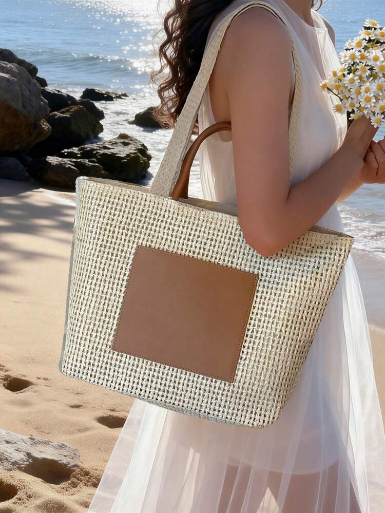 Dedoo Bohemian Style Women's Tote Bag, Large Capacity Beach Shoulder Bag With Tassel And Wooden Bead Decoration, Perfect For Summer Vacation Travel - Beige - View 4