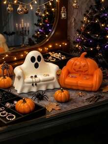 1pc Halloween 3D Printed Ghost Sofa & Pumpkin Sofa Jewelry Storage Tray, Festive Atmosphere, Halloween Theme Sofa Decor, Suitable For Halloween And Christmas Home Decoration - Multicolor - View 2