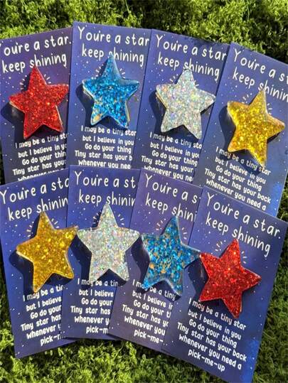 1/4/5 miếng ngôi sao nhựa resin vui nhộn kèm câu trích dẫn truyền cảm hứng "You Are A Star, Keep Shining", mang lại sự an ủi và năng lượng tích cực cho người thân trong lúc phẫu thuật, chúc may mắn, quà tặng truyền cảm hứng, quà Lễ Tạ ơn, quà sinh nhật, quà Valentine