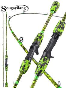 SOUGAYILANG Carbon Fiber Casting Fishing Rod, 1.68M/1.8M Baitcasting Rod With EVA Camo Grip, Perfect Green Honeycomb Camo Spinning Rod, Portable Freshwater Saltwater Fishing Rod - Green - View 3