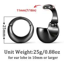 1 pièce Poids d'oreille en acier inoxydable 316L, anneau en forme de larme avec clic, plugs, jauges et pendentifs pour perçage étiré, bijoux - Rond - Voir 6