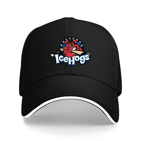 Unisex Fishing Sandwich Baseball Cap - IceHogs Rockford Stylish Polyester Duckbill Hat, Adjustable Trucker Hat Outdoor Sports/Parties/Hiking/Beach Vacation