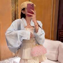 Dedoo 女款晚宴手拿包，花卉頂提手框架手提包，可拆卸斜跨鏈條，浪漫仙氣優雅風，適合婚禮新娘舞會派對 - 粉色 - 查看 3