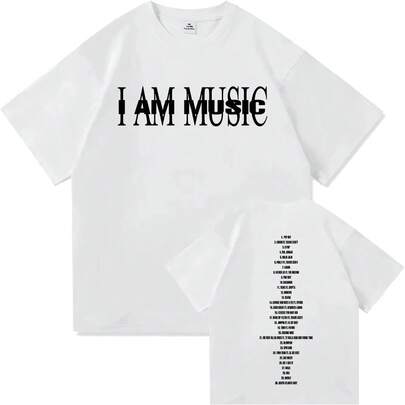 Tricou I AM MUSIC, Album Nou 2025, Tricou la Modă pentru Bărbați și Femei, Estetic, cu Imprimeu cu Litere, Unisex, Casual, din Bumbac