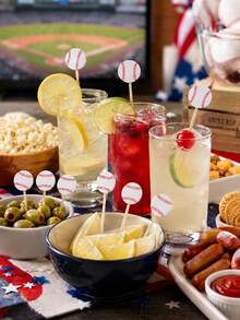 100支/足球主題竹製牙籤，適合搭配開胃菜、派對點心與甜點，生日派對與足球主題派對裝飾首選 - 多色3 - 查看 2