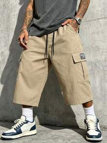 Men's Multi-Pocket Cargo Capri Pants For Summer - Street Style, Summer Outdoor Casual Activities And Streetwear Cargo Capri Pants - Khaki - View 3