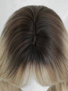 NAMM 28-Inch Extra Long Wavy Light Golden Wig For WomenWith Curtain Bangs Dark Roots, Synthetic Fiber Hair Full Machine Costume Hair Wigs For Cosplay Decoration Music Festival Dance Party Street Wear Use-Beginners Glueless Wig Accessories - Gold - View 7