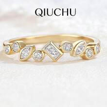 QIUCHU 1pc, S925 Sterling Silver; Asymmetrical Elegant Personalized Ring, French Luxury Niche Versatile Finger Ring, Elegant Exquisite High-End Tail Ring. Lead, Cadmium, Nickel Free, Low Allergenic. Silver Net Weight 1.3g~1.4g; Perfect Choice For Dating, Daily Gatherings, And Also An Excellent Holiday Gift. US Size 6~US Size 9. - Gold - View 9