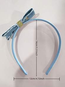 1/2pcs Denim Star Girl Cute Bow Headband Hair Accessory, Non-Tightening, Non-Damaging, Suitable For Daily Casual Wear - Multicolor - View 2