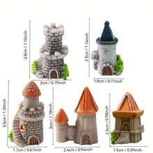 6pcs/Set, Creative European Vintage Miniature Castle House Model Decor, Collectible Architecture And Accessories, Suitable For Home Decor, Micro Landscape Gardening, Courtyard Bonsai Moss Decoration, Terrarium Decoration, As Small Gifts, Suitable For Christmas, Thanksgiving, New Year (Random Assortment) - A - View 12