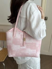 New Solid Color Light Luxury High-End Versatile Women's Shoulder Tote Bag - Pink - View 7