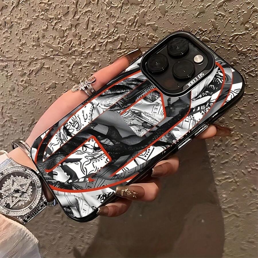 Una lujosa funda para teléfono con diseño circular compatible con iPhone 16, 15, 14, 13, 12, 11 Pro Max, X, XR, XS Max, 8 y 7 Plus, con una parte trasera mate anti-caídas. - Color mixto 1 - Ver 1