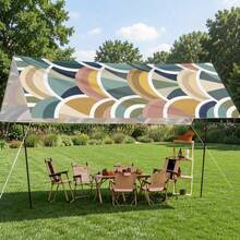 1pc Morandi Ripple Pattern Sunshade Canopy, Modern Style, Colorful, Large Size, UV Protection, Sturdy & Durable, Easy Installation, Suitable For Beach, Garden, Patio, Includes Rope - Multicolor - View 10
