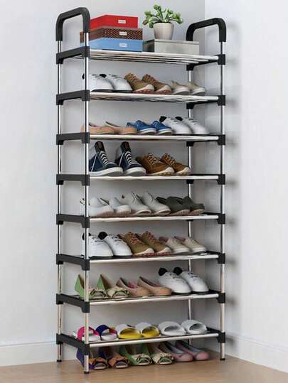 7/8 Tier Adjustable Stainless Steel Shoe Rack, Minimalist Space-Saving Design For Home Entryway, Living Room, Bedroom, Office, Multi-Layer Storage Organizer