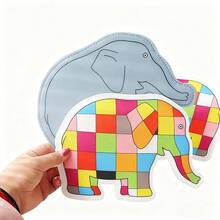 2Pcs Felt Hand Puppets, Emma The Plaid Elephant, Perfect For Classroom Storytelling, Themed Party Gifts, Decorations, And Back-To-School Essentials. - Multicolor - View 2