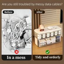 1件式桌面理線器，手機充電線收納管理，分格理線捲線器，電源線收納盒 - 白色 - 查看 6