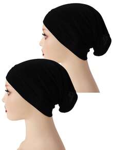 Gorros de tubo básicos de unicolor para mujer - Tres negros - Ver 28