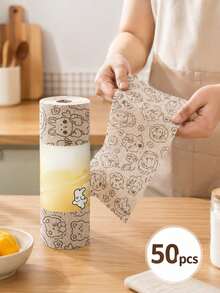 20pcs/Roll Cartoon Animal Print Disposable Kitchen Paper Towels, Reusable Washable Oil-Absorbent Non-Stick Lint-Free Quick-Drying, Essential For Summer Camping And BBQ, Suitable For Kitchen, Bathroom, Home, Apartment, Dorm, Picnic, RV, Hiking Daily Cleaning Multi-Purpose Cleaning Cloth - Multicolor - View 3