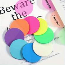 120pcs Transparent Sticky Notes Colorful (Random Color), Cute Round Transparent Memo Pads, Semi-Transparent Bookmark Page Clips Stickers, Planner Accessories Aesthetic Office & Study Supplies - Multicolor - View 3