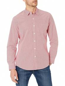 Essentials para hombre ajuste Regular manga larga camisa de cuadros - Blanco - Ver 16