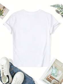 Fashionable Casual Women's Round Neck T-Shirt, Personalized And Exclusive For Fans Of The ENGLAND 2026 Graffiti Font, Soft And Comfortable, Basic Style - White - View 2
