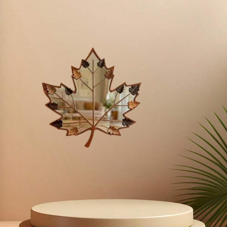 Cross-Border New Natural Style Leaf-Shaped Wall Mirror Suitable For Living Room, Bedroom And Bathroom Background Wall Decoration - A - View 2