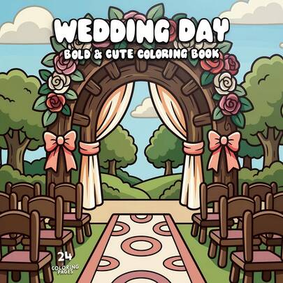 7.87X7.87 Inch Upgraded Wedding Theme Coloring Book, Depicting Charming Wedding Scenes, Perfect Ideal Gift For Valentine's Day, Mother's Day, Thanksgiving, Birthday, New Year, Christmas, Halloween
