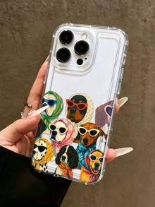 Fashion Glasses Pattern Cool Dog Phone Case, Transparent Anti-Fall Dog Mom Phone Case, Cartoon Dog Headband Phone Case, Dog Lover Aesthetic Phone Case, Dog Phone Case For IPhone17air/16promax/16pro/16plus/16/15/14/13/12/11/XSM/XS/XR/7/8 - Multicolor - View 1