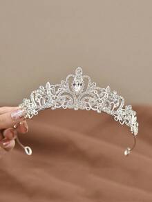 1pc Bridal Crown Wedding Headband, Bride Party Accessory, Suitable For Christmas, Halloween, Birthday - Silver - View 2