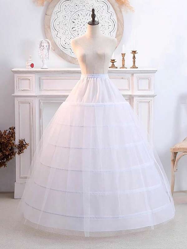1 Enagua blanca para mujer, enagua de seis aros con hilo de fábrica para comercio exterior, disfraz de actuación, enagua para vestido de novia y boda
