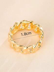 1pc Women's Chain Design Colorful Rhinestone Ring, Luxury Style Hollow Band, Versatile Jewelry For Daily Commute And Date - Silver - View 5