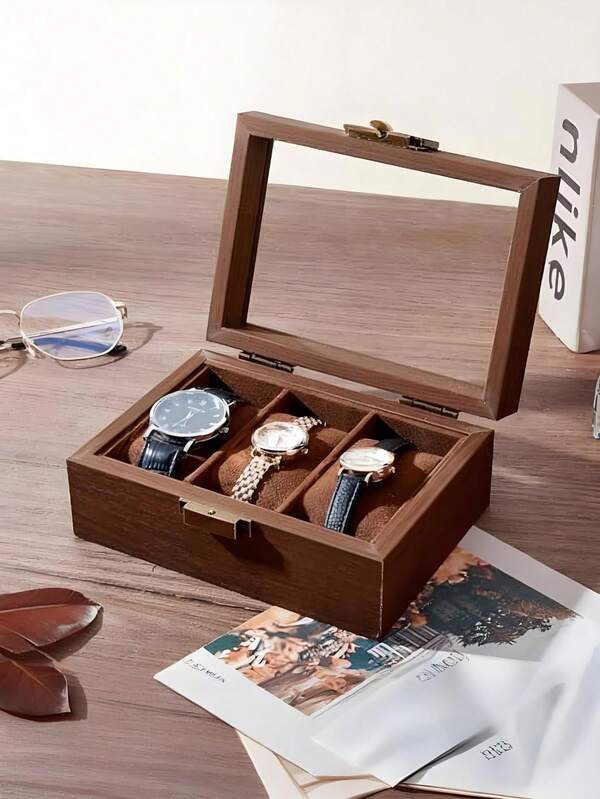 Premium Men's Watch Storage Box, Watch Box, Wristwatch Box, Luxury 3-Compartment Watch Display Box With Lid And Security Lock. Suitable For Watches, Rings And Earrings - Elegant Storage Solution For Men And Women, Exquisite Christmas And Valentine's Day Gift, Also Ideal For Sunny Travel, Back To School And Other Occasions. This Storage Box Combines Travel Accessory Storage, Elegant Display And Secure Watch Compartments, Making It The Perfect Holiday Gift For Watch Enthusiasts.