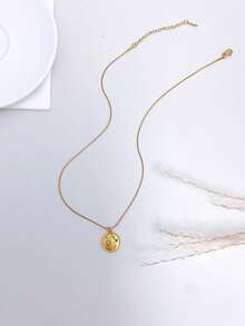 Stainless Steel Waterproof Fade-Resistant Vintage Cute Small Sun Moon Star Pattern Pendant Necklace Suitable For Women's Daily Wear - Gold - View 5
