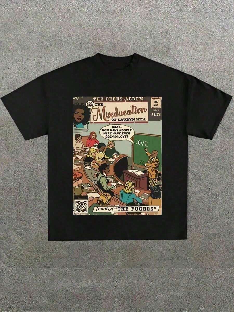 Camiseta gráfica de moda para líderes, inspirada en The Miseducation Of Lauryn Hill, poliéster suave, estampado premium, estilo casual y fresco para verano, regalo ideal para hombre y mujer - Negro - Ver 1