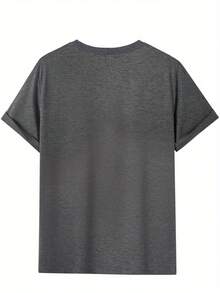 Men's Short-Sleeved T-Shirt, Summer, Comfortable, Made Of Micro-Elastic Polyester Fabric, Fashionable, Casual, Versatile, With Popular Print And Round Neck. - 深空灰 - 查看 2