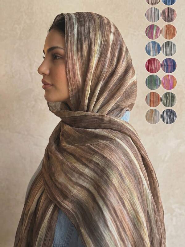 1pc Women's Casual Modal Viscose Rainbow Headscarf, Fashion Bohemian Style Party Scarf With Tassels, Suitable For Gatherings And Celebrations