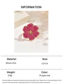 OOQ 1pc Minimalist Handmade Raffia Flower Open Metal Ring For Women, Colorful Dopamine Bright Summer Holiday INS Style, Suitable For Women's Daily Wear, Dating, Party, Versatile Gift For Her (Handmade Weaving Method Random, Purely Handmade May Have Occasional Glue Overflow) - Six-petaled Flower - View 11