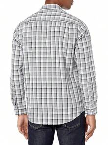 Essentials para hombre ajuste Regular manga larga camisa de cuadros - Blanco - Ver 3