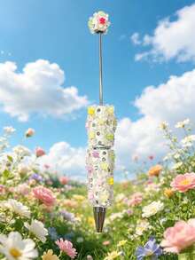 1/3/5/10/20pcs Multi-Color Flower & Mushroom Series Ballpoint Pens With Black Ink, Smooth Writing, Full Rhinestone Cover, Creative DIY Beaded Jewelry Pens, School Office Study Supplies Gift - Multicolor - View 23