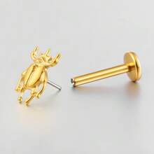1 pieza de piercing de labret de titanio ASTM F136 con diseño de escarabajo, pendiente de base plana, aro para labio, concha y hélix, joyería para piercing - Sin rosca - Ver 12