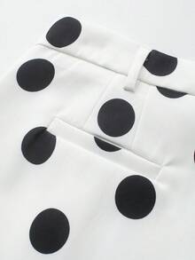 High Waist Polka Dot Print Pleated Casual Shorts Summer White - White - View 5