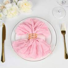 6/12/24/48 pièces Serviettes de table en gaze de fromage bohème, 6 pièces/set Serviettes de table en lin doux, Convient pour la Saint-Patrick, Pâques, Mariage, Mariée, Usage quotidien - Rose bonbon - Voir 4