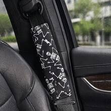 2 Stücke Set Tanzendes Skelett Muster Auto Sicherheitsgurt Schulterpolster, Halloween Thema, weiches Material, Auto Sicherheitsgurt Überzüge, universelle Auto Innenraum Dekoration Zubehör - A - Übersicht 5