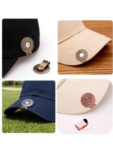 1pc Golf Hat Button Clip, Metal Material, Magnetic Hat Clip, No-Sew Adsorption Decorative Accessory, Suitable For Collar, Cuff, Pant Leg. Hat Fixing Buckle, Multi-Purpose Use, Holiday, Christmas, Birthday Gift, 6 Colors Available - A - View 3