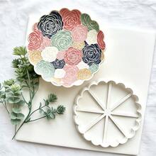 1pc Round Lace Edge Tray-Style Soft Clay Cutting Mold, Suitable For DIY Mini Jewelry Storage Dish To Store Rings, Earrings And Small Accessories - White - View 4
