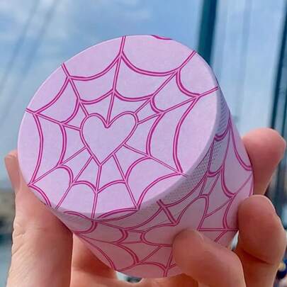 Sweet & Cool Peach Pink Heart-Shaped Spider Web Pattern Grinder, 4-Layer Metal Gear Grinder, Evenly Crushing! Portable Smoking Accessory! Suitable For Hand-Rolled Smokers! Holiday Gift! Valentine's Day Gift!