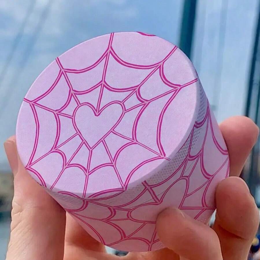 Sweet & Cool Peach Pink Heart-Shaped Spider Web Pattern Grinder, 4-Layer Metal Gear Grinder, Evenly Crushing! Portable Smoking Accessory! Suitable For Hand-Rolled Smokers! Holiday Gift! Valentine's Day Gift! - View 1