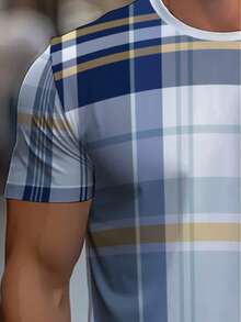 [Diseño Estampado - No Texturizado] Camiseta Ligera de Manga Corta a Cuadros para Hombre, Ideal para Uso Casual en Casa, la Oficina o Actividades al Aire Libre, Diseño Transpirable y Durader - Negro - Ver 4