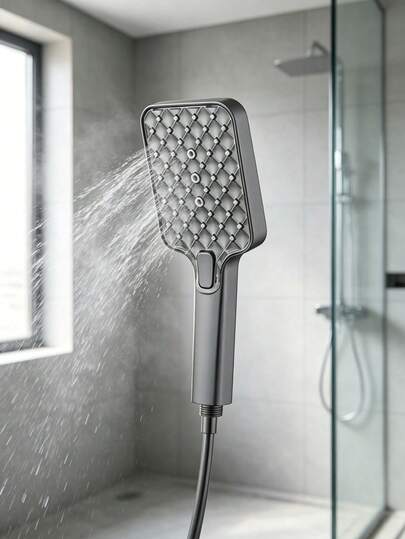 1 Large Square Shower Head With Soft And Abundant Water Flow, Multiple Adjustable Modes, Easily Cleanable Nozzles; Compatible With All Types Of Modern Bathroom Fixtures